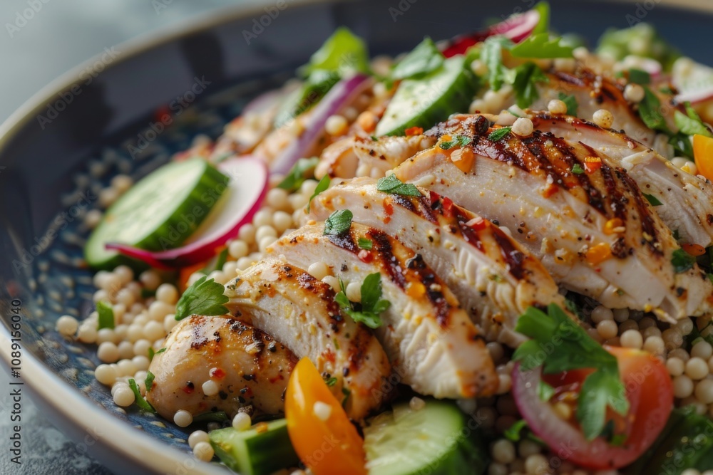 Mediterranean chicken salad with pearl couscous Mediterranean chicken salad with pearl couscous