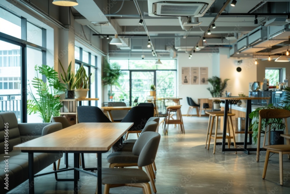 Coworking space with high celling and modern look Coworking space with high celling and modern look