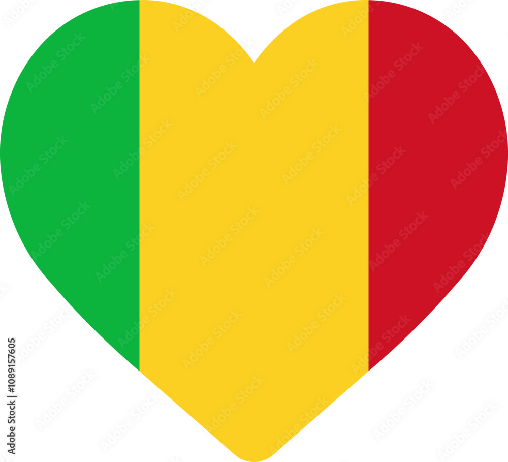 Heart Icon on Mali Flag Heart Icon on Mali Flag