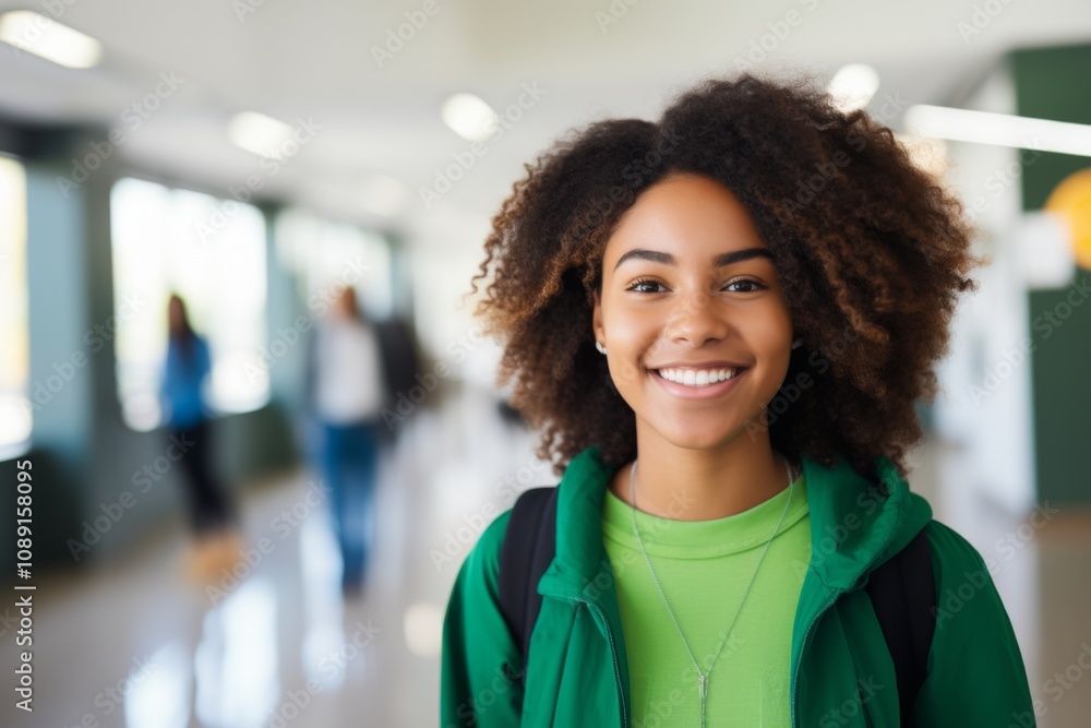 Smiling portrait of a young female African American student Smiling portrait of a young female African American student