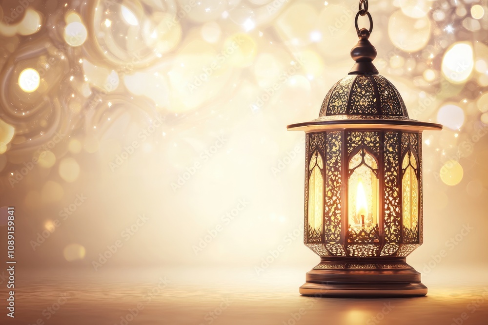 Illuminated Lantern Decorates Festive Background Illuminated Lantern Decorates Festive Background