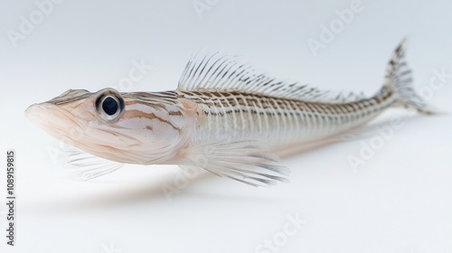 A Single Striped Sandfish Isolated on a White Background photo