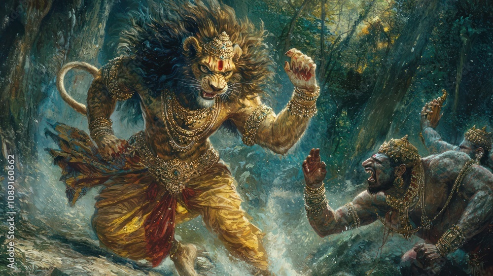 Narasimha The Lion headed Avatar Of Vishnu Tearing Apart The Demon narasimha-the-lion-headed-avatar-of-vishnu-tearing-apart-the-demon