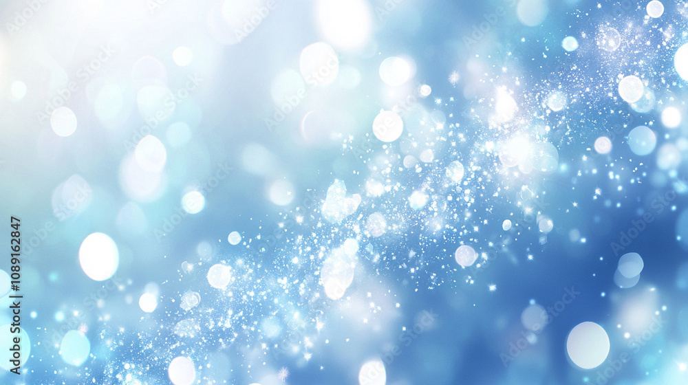 A bright abstract blue winter background with bokeh and snowflake A bright abstract blue winter background with bokeh and snowflake