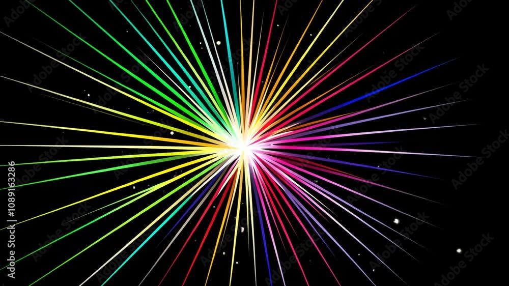 Vibrant Fractal Starburst Design with Glowing Lines and Colorful Motion in Space Vibrant Fractal Starburst Design with Glowing Lines and Colorful Motion in Space