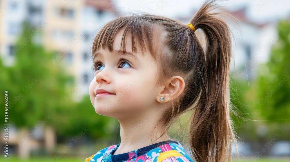 Portrait of a cute caucasian child looking at the camera. A serious little girl laying on an abstract background in sunlight as she looks at the camera. Portrait of a cute caucasian child looking at the camera. A serious little girl laying on an abstract background in sunlight as she looks at the camera.