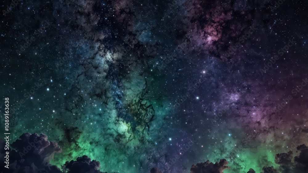Bright cyan and teal Milky Way against a black sky. Bright cyan and teal Milky Way against a black sky.
