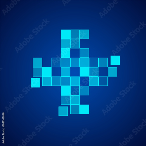 futuristic plus sign can be used by hospitals, clinics and health care professionals. Healthcare logo for technology friendly applications and digital consulting apps and other medical science art.