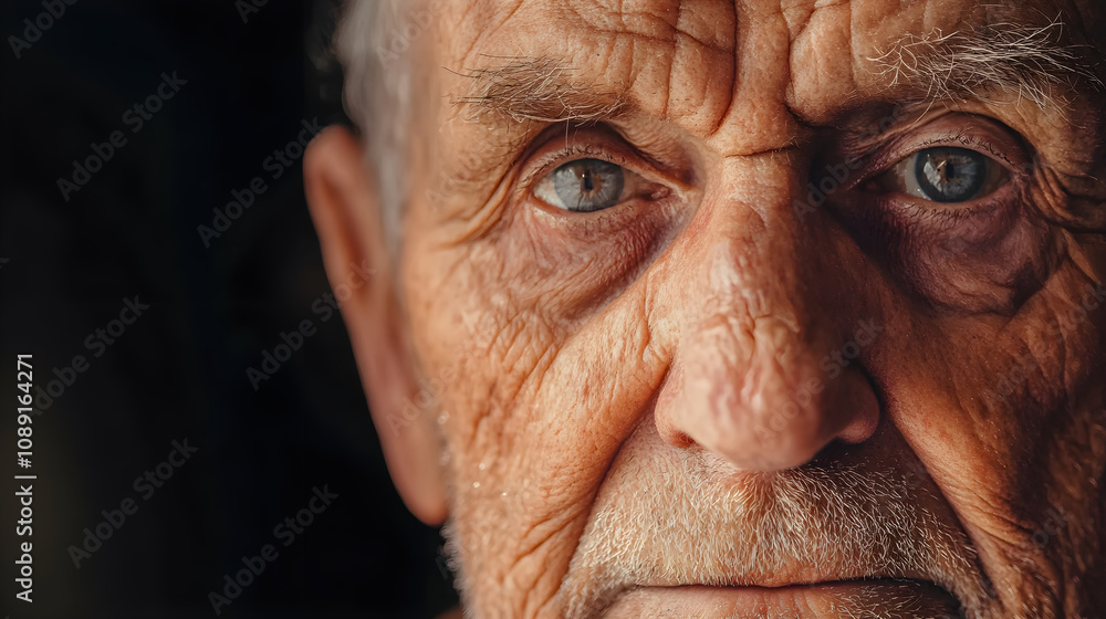 Elderly man with weathered face and intense gaze, reflecting wisdom Elderly man with weathered face and intense gaze, reflecting wisdom