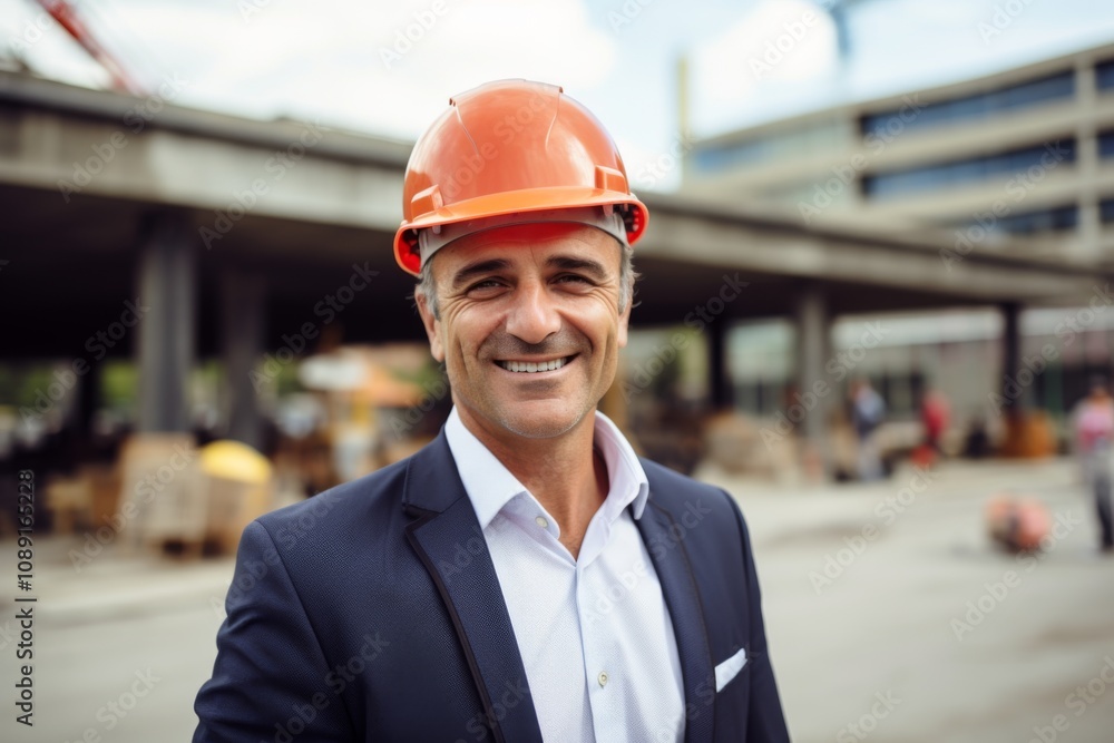 Portrait of a middle aged businessman on construction site Portrait of a middle aged businessman on construction site
