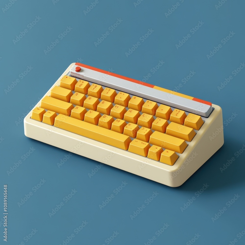 Retro Mechanical Keyboard on Blue Background Retro Mechanical Keyboard on Blue Background