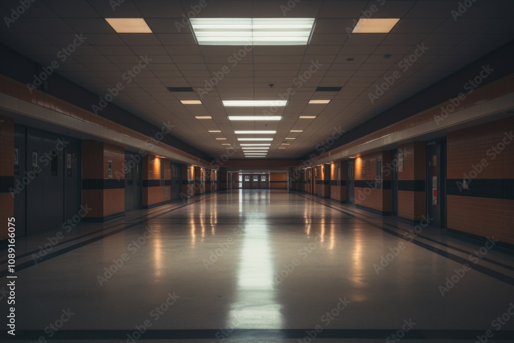 Interior of a highschool empty hallway Interior of a highschool empty hallway