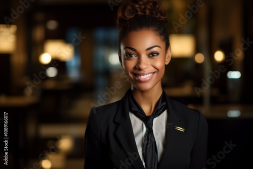 Wallpaper Mural Portrait of a smiling young female African American hotel receptionist Torontodigital.ca