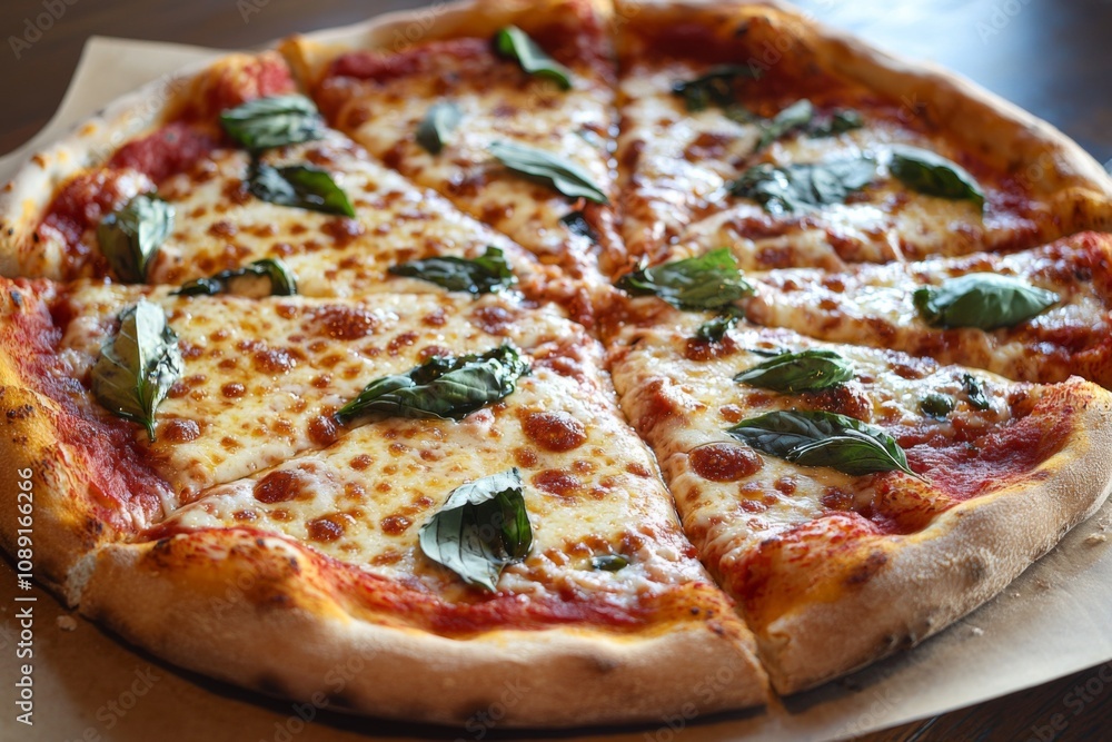 Delicious Pizza on Table Close Up Delicious Pizza on Table Close Up