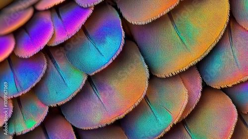 Wallpaper Mural Extreme close-up by Oliver Dum, magnified view of a butterfly wing occupying the frame, the camera focuses closely on the object with the background blurred. generative ai Torontodigital.ca