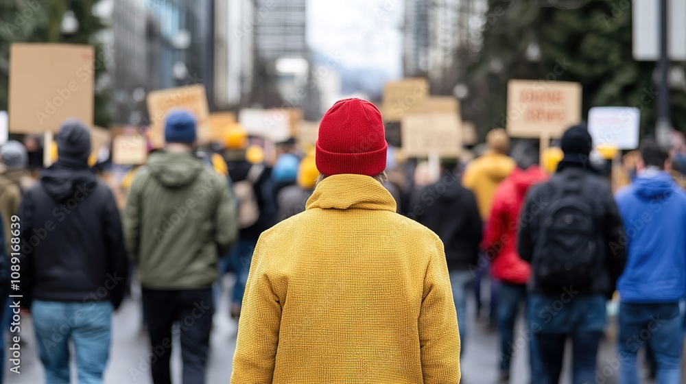 Climate change protestors demand action in urban setting outdoor gathering activism crowd focused perspective Climate change protestors demand action in urban setting outdoor gathering activism crowd focused perspective