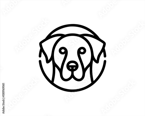 Minimalist lines outline dog logo design icon symbol vector illustration.