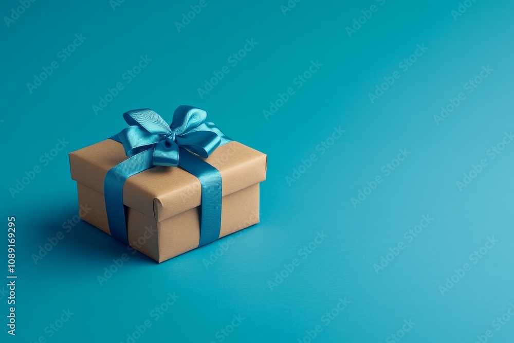 Minimalist Gift Box with a Blue Ribbon Bow Minimalist Gift Box with a Blue Ribbon Bow