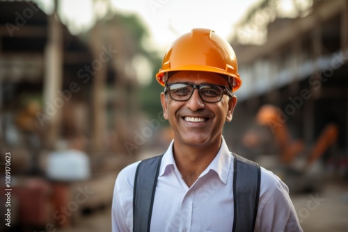 Portrait of a middle aged businessman on construction site