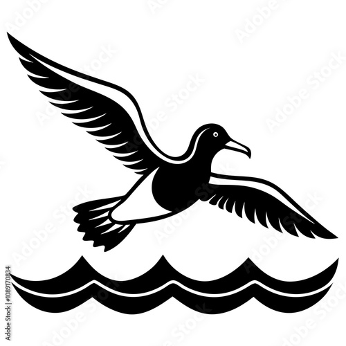 Albatross flying over the ocean vector illustration