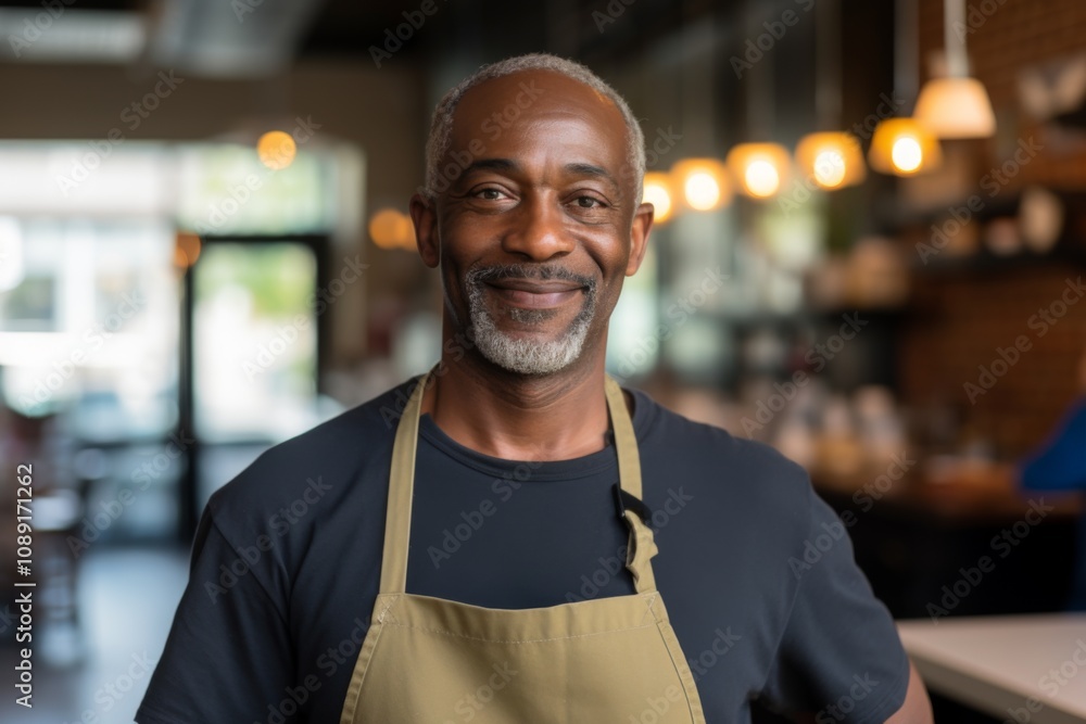 Smiling portrait of a middle aged African American small business owner Smiling portrait of a middle aged African American small business owner