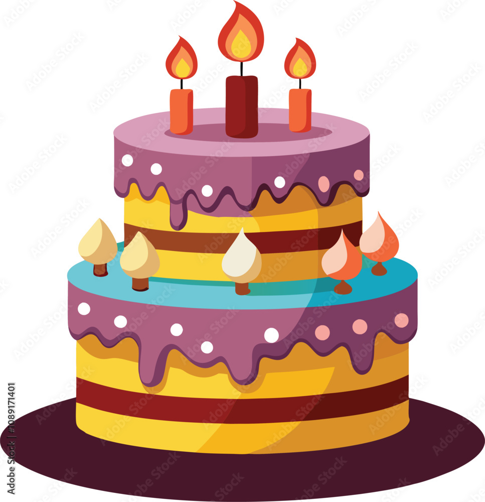 Birthday cake vector art illustration on a white background Birthday cake vector art illustration on a white background
