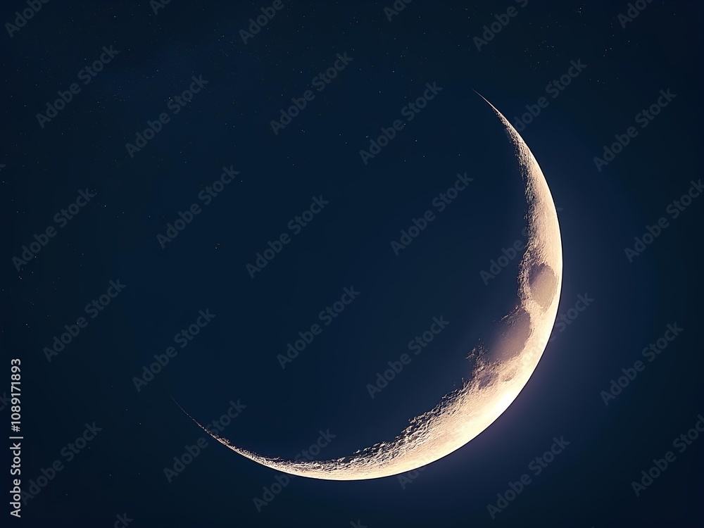Crescent moon in the night sky Crescent moon in the night sky
