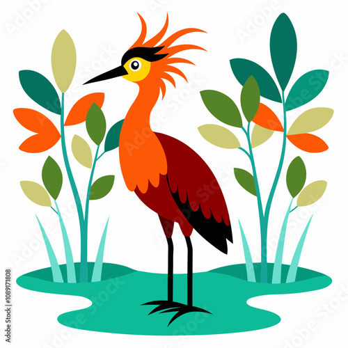 Hoatzin perched on mangroves vector illustration 