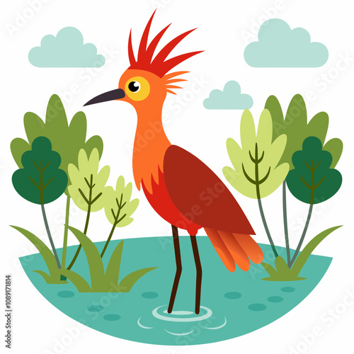 Hoatzin perched on mangroves vector illustration 