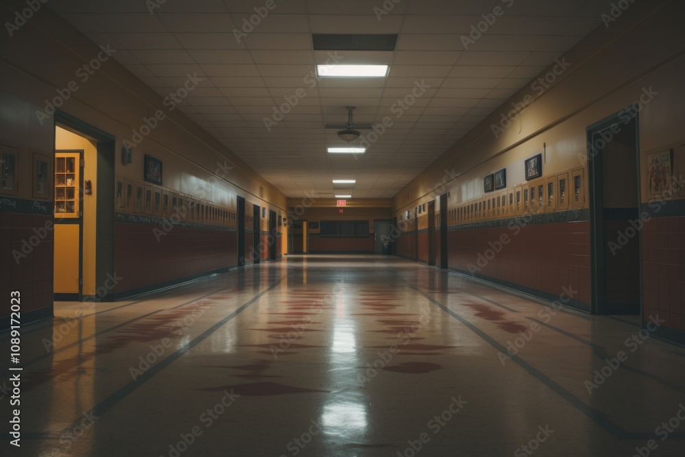 Interior of a highschool empty hallway Interior of a highschool empty hallway