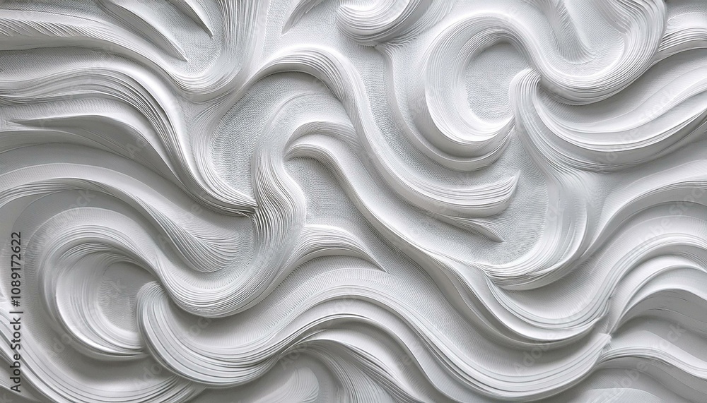 Fototapeta premium 白いエレガントで抽象的な模様の立体の背景画像。（Three-dimensional background image with white elegant abstract pattern.） 