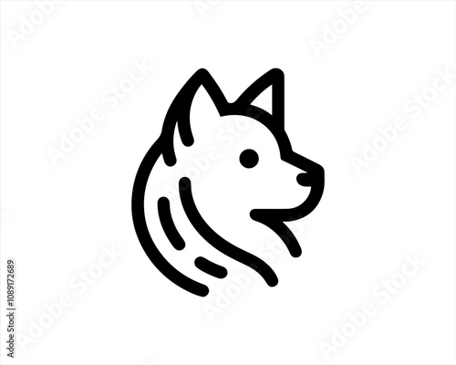 Minimalist lines outline dog logo design icon symbol vector illustration.