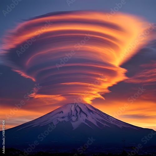 Floating Wonders: Lenticular Clouds Glow Above Mount Fuji