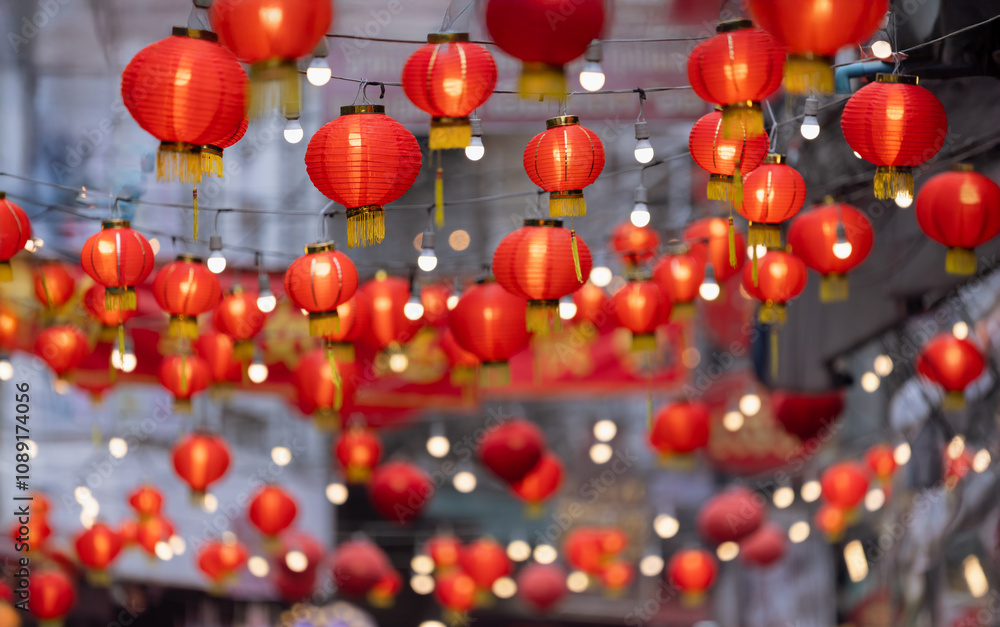 Chinese new year lantern in chinatown area. Chinese new year lantern in chinatown area.