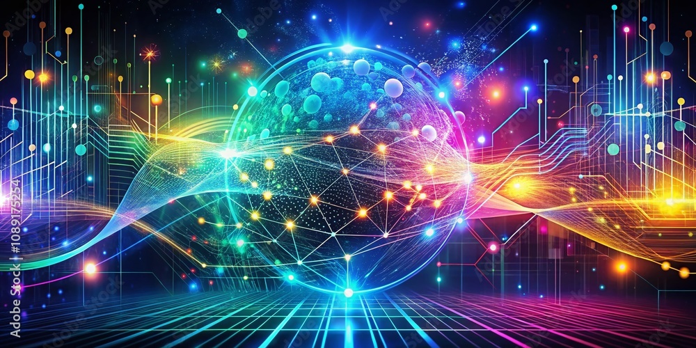 Naklejka premium Digital Abstract Background for Technological Operations, Neural Networks, AI, Data Transmission, Encryption, and Digital Archives with Copy Space for Creative Projects