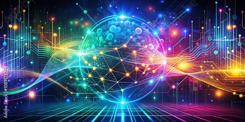 Wallpaper Mural Digital Abstract Background for Technological Operations, Neural Networks, AI, Data Transmission, Encryption, and Digital Archives with Copy Space for Creative Projects Torontodigital.ca