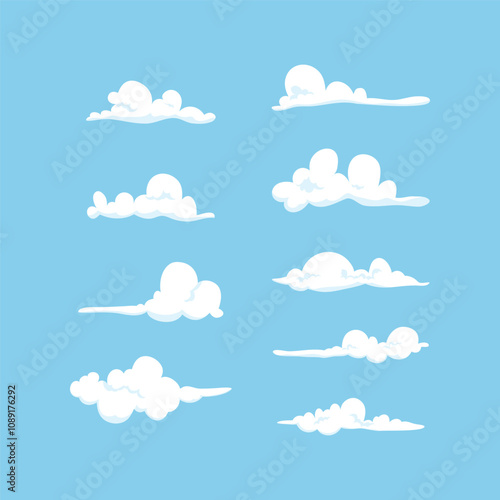 Vector illustration cloudy panorama collection set item