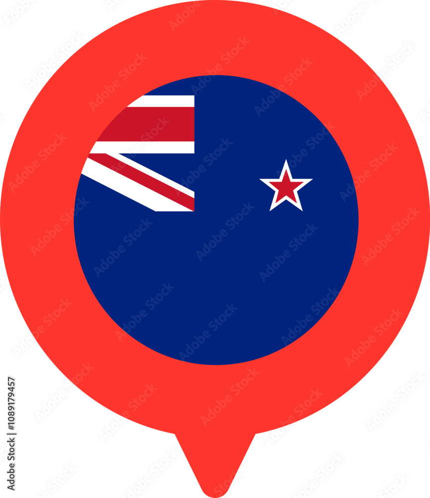 New Zealand Flag On Pin Icon New Zealand Flag On Pin Icon
