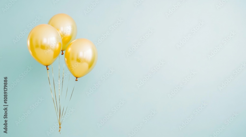 Golden Balloons Floating in a Festive Celebration Scene Golden Balloons Floating in a Festive Celebration Scene