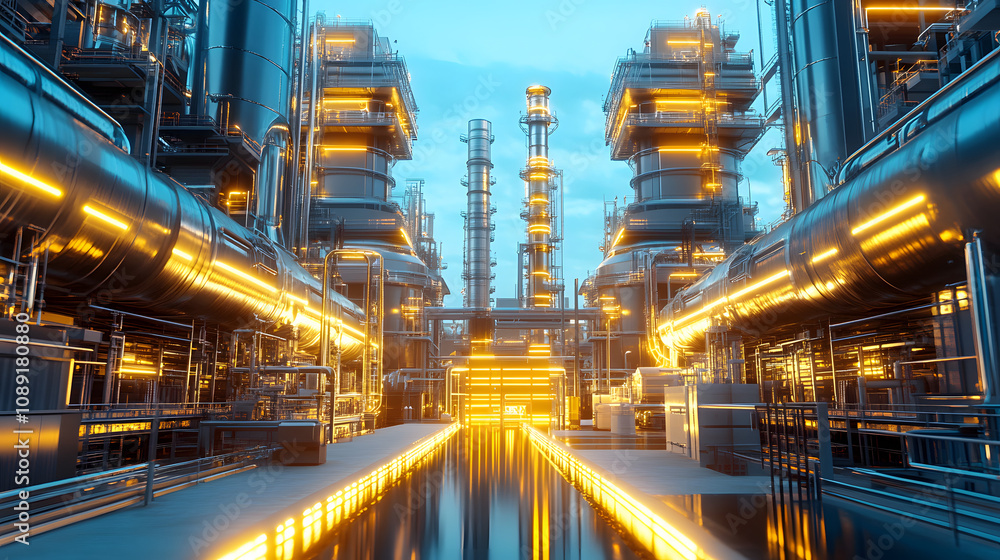 A high-tech power plant with glowing energy conduits and abstract, conceptual designs integrated into its futuristic infrastructure. 4k resolution, cinematic scene A high-tech power plant with glowing energy conduits and abstract, conceptual designs integrated into its futuristic infrastructure. 4k resolution, cinematic scene