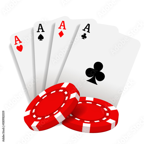 Casino illustration. Vector 3D elements on the theme of casinos and gambling.