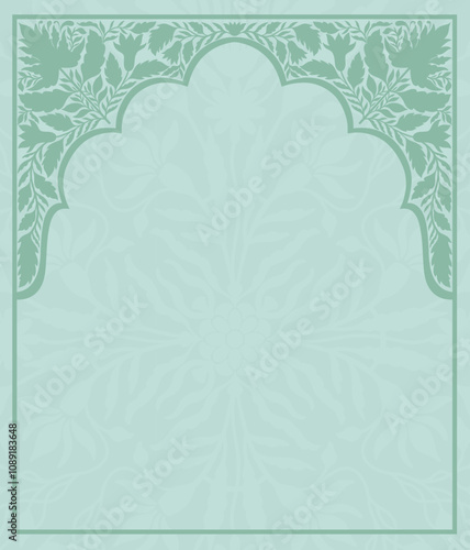 Mughal decorative ornamental floral arch. Vintage intricate traditional mughal style with flowers and foliage.