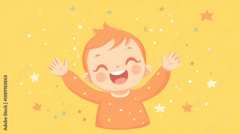 Joyful Infant Reaching Out with Curiosity and Warmth Joyful Infant Reaching Out with Curiosity and Warmth