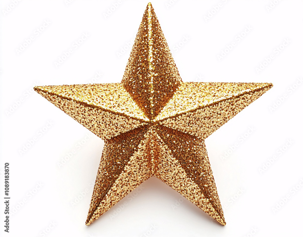 A striking gold glitter star perfect for awards, celebrations, or festive events such as New Year's, Christmas, or recognition ceremonies. Emphasizes glamour and achievement. A striking gold glitter star perfect for awards, celebrations, or festive events such as New Year's, Christmas, or recognition ceremonies. Emphasizes glamour and achievement.
