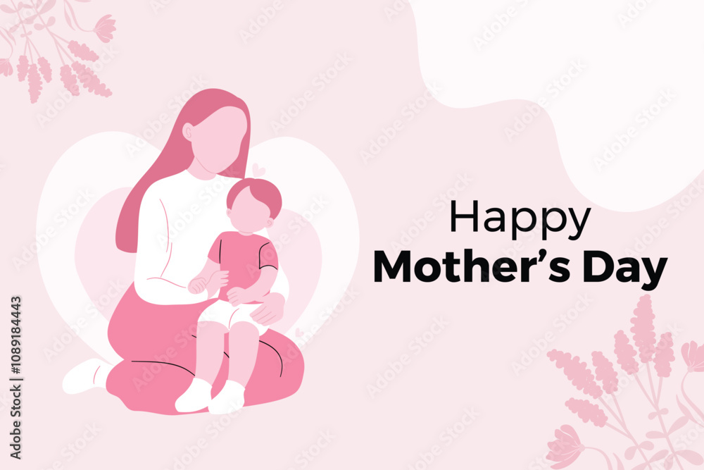 design template happy mother's day pink background illustration design template happy mother's day pink background illustration