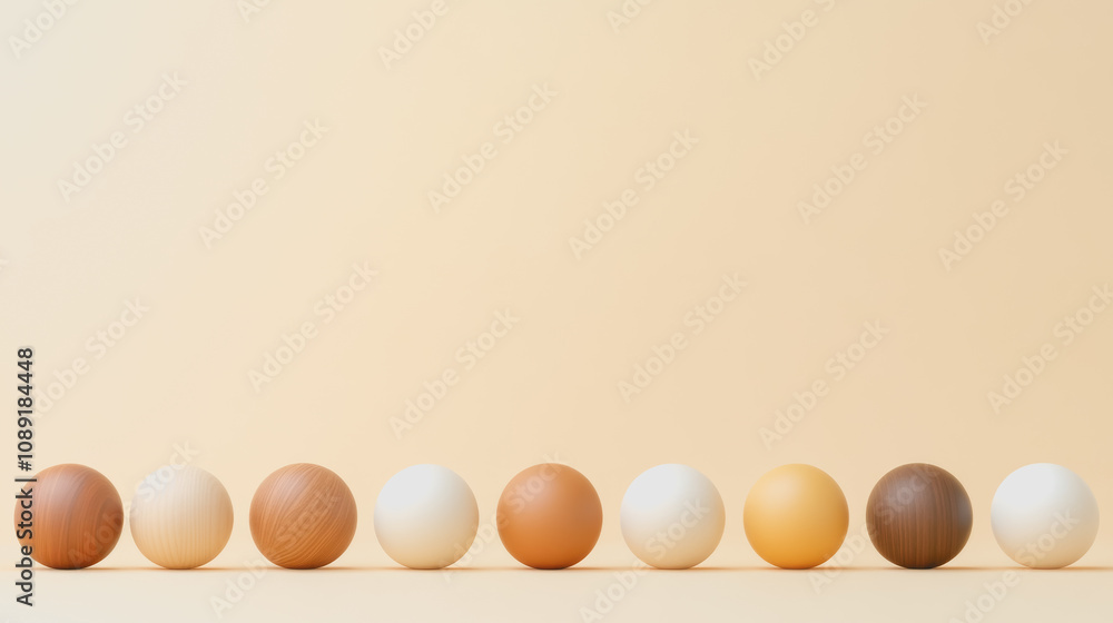 A Collection of Smooth, Gradient Wooden Spheres Showcasing Natural Finishes on a Soft Background Ideal for Handmade Woodwork or Artisan Crafts A Collection of Smooth, Gradient Wooden Spheres Showcasing Natural Finishes on a Soft Background Ideal for Handmade Woodwork or Artisan Crafts