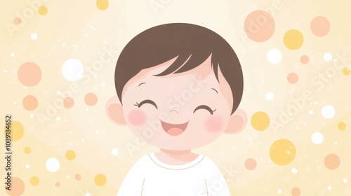 Happy Baby Smiling in Soft Pastel Background