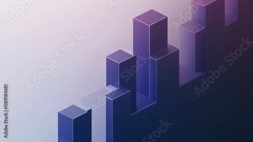 Abstract graphic of 3D bars in gradient colors, suggesting growth or data visualization.