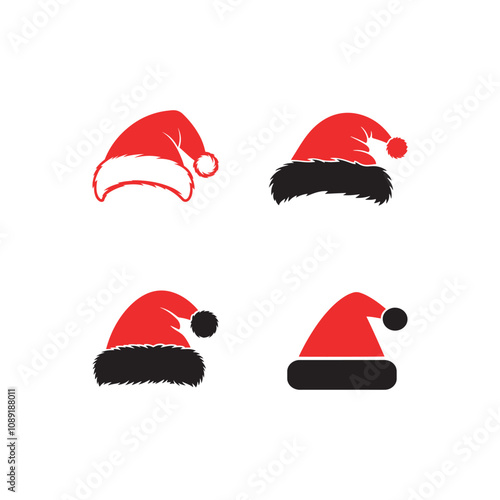 set of santa hats icon set vector art illustrations isolated with white background