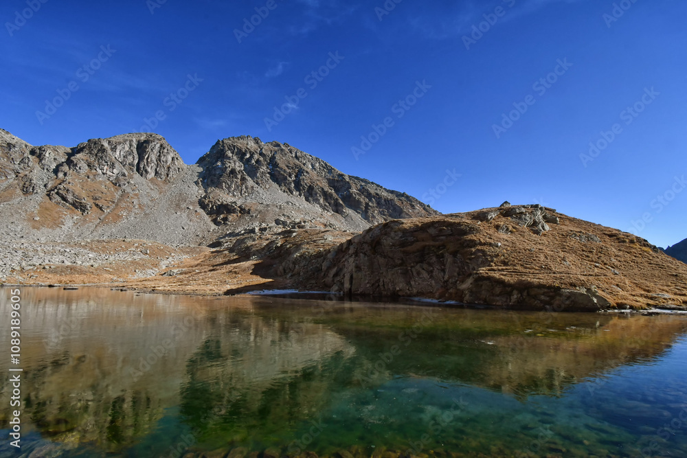 the lower Valfredda lake, a small body of water located in the Ayas Valley, above the Arp refuge. the lower Valfredda lake, a small body of water located in the Ayas Valley, above the Arp refuge.